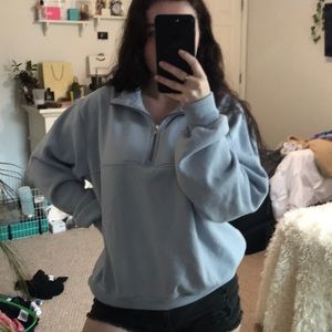 Brandy Melville light blue half zip pullover